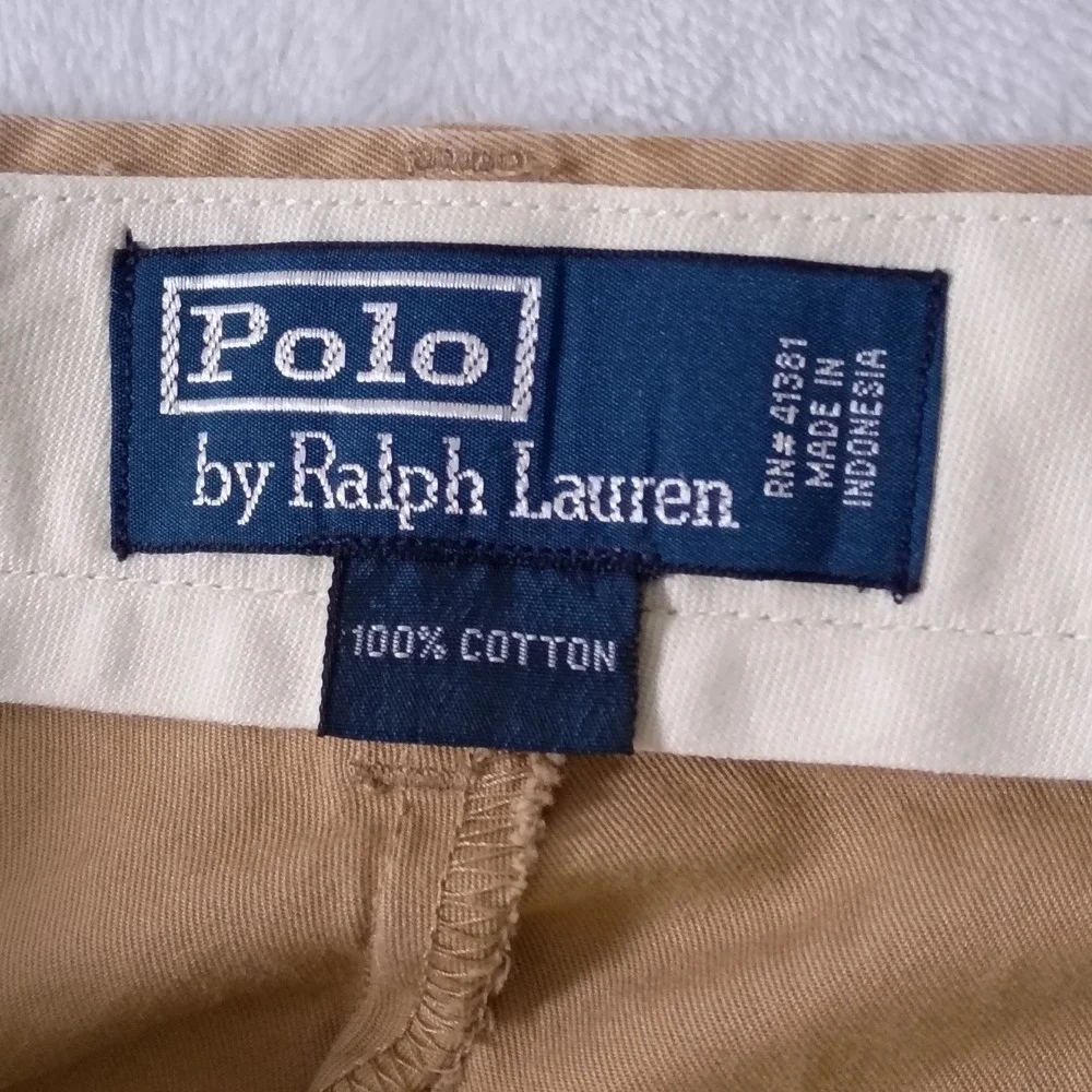 Polo Ralph Lauren Mens Chino Pants 35x32 Tan Khaki Straight Leg 100% Cotton